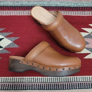 Madewell Cecily Clog in‎ Oiled Leather Clogs Mules Sz 5.5 English Saddle NG681